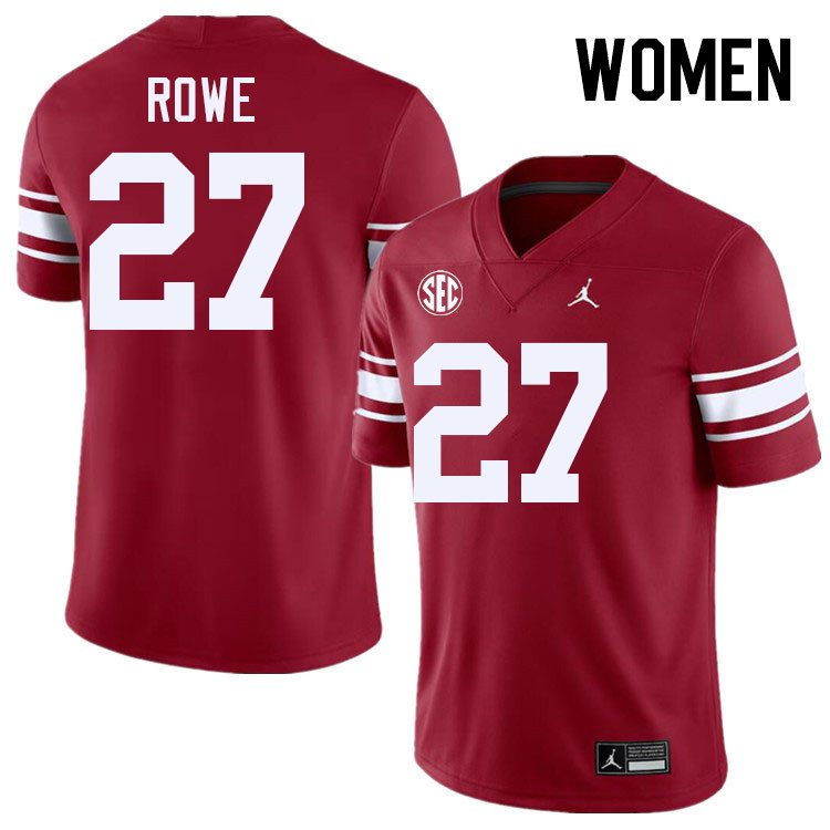 Women #27 Jayden Rowe Oklahoma Sooners 2024 SEC Conference College Football Jerseys-Throwback